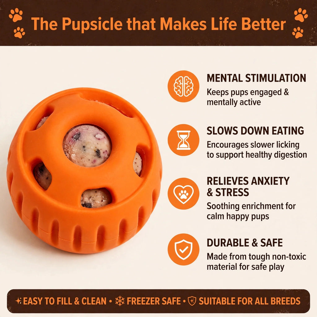 Pupsicle Enrichment Ball with Silicone Mold - Frozen Treat Toy for Anxiety & Boredom