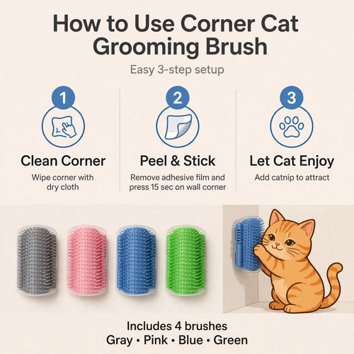 Kitty Corner Scratcher - Self Grooming & Massage Brush