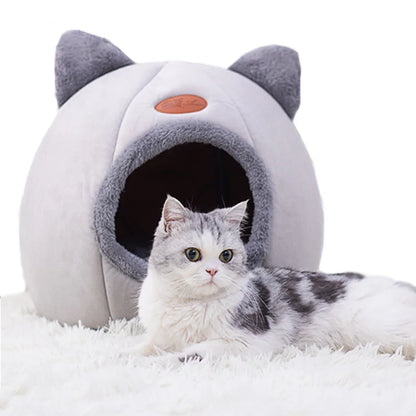 Cozy Winter Pet Bed – Warm Cave Nest for Cats & Small Dogs