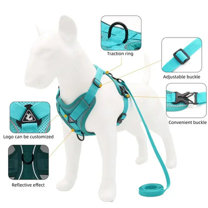 No-Pull Reflective Pet Harness & Leash Set – Adjustable for Small Dogs