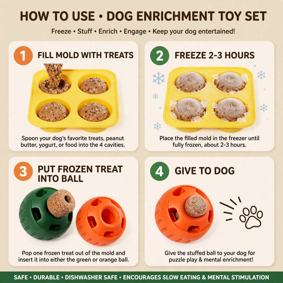 Pupsicle Enrichment Ball with Silicone Mold - Frozen Treat Toy for Anxiety & Boredom