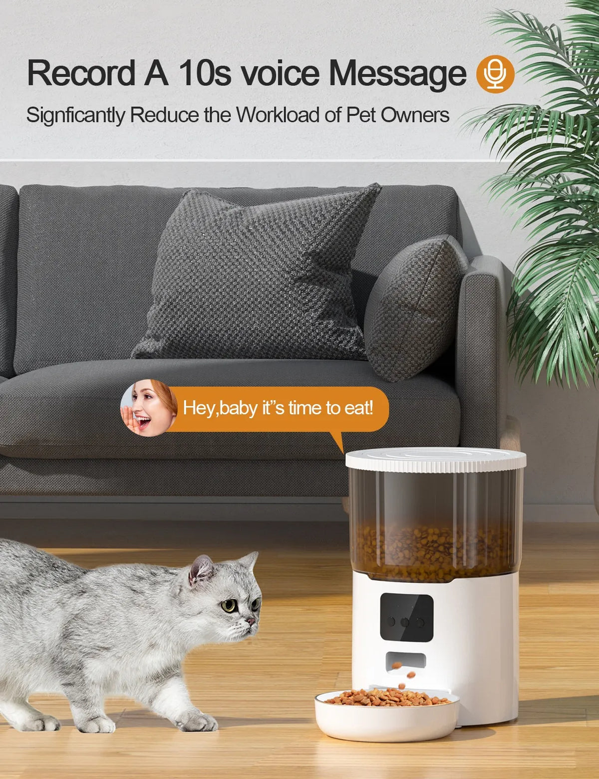 4L Smart Automatic Pet Feeder for Cat &Dogs - Wifi App Control & Fresh food Storage